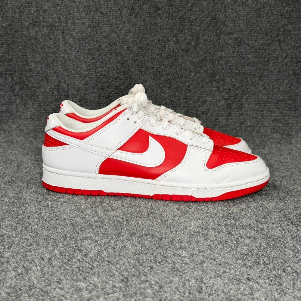 Nike Dunk Low Shoes Men's 12 Championship‎ Red White Athletic Retro Sneakers
